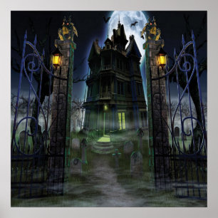 KRW Halloween Decoración Poster Creepy Castillo