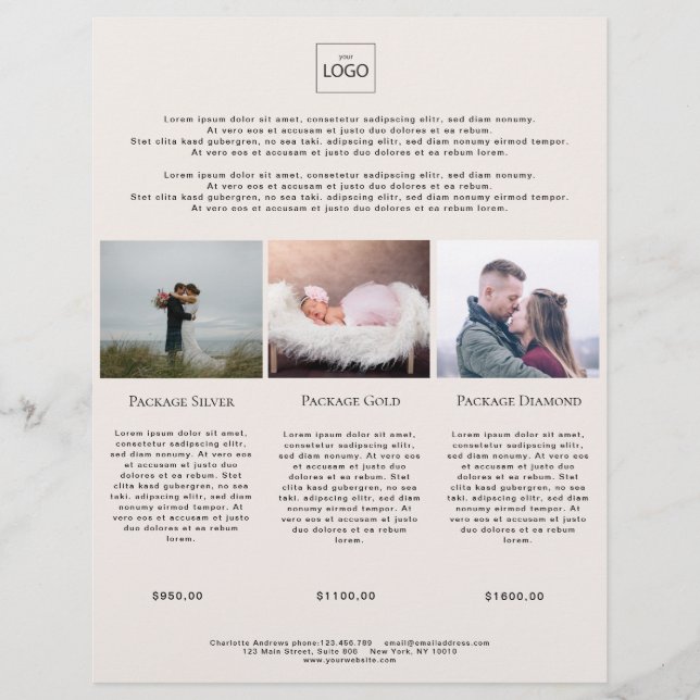 Kundenspezifischer Foto PreisListen Flyer (Anverso)