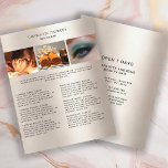 Kundenspezifischer Foto PreisListen Salon Flyer<br><div class="desc">Kundenspezifischer Foto - Preishear - Volante. Personalisiere dein Produkt en Minuten. Über "weiteres personalisieren" können Schriftart,  Schriftgröße,  Position und die Farbe geändert werden. Perfekt für Fotografen; Wellness,  Masaje,  Beauty und alle anderen Serviceleistungen.</div>