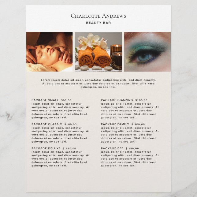 Kundenspezifischer Foto PreisListen Salon Flyer (Anverso)