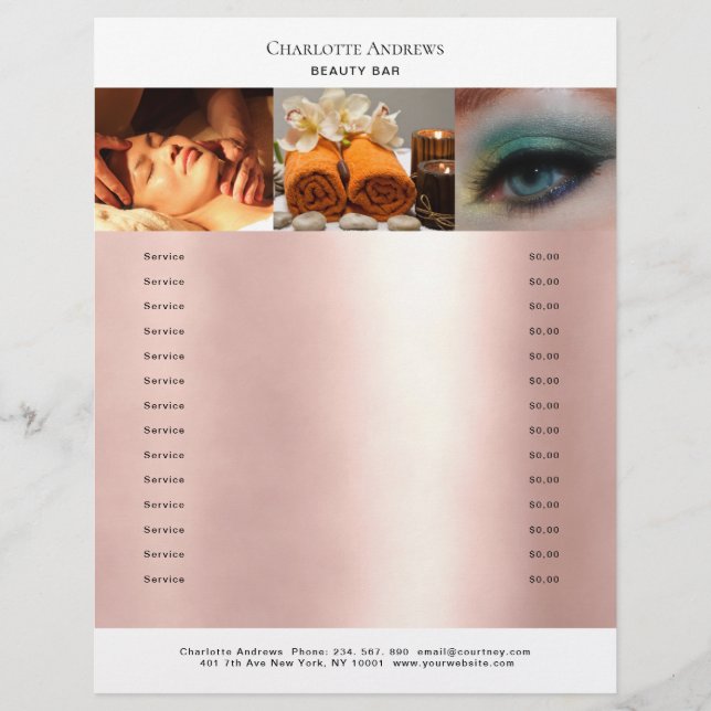 Kundenspezifischer Foto PreisListen Salon Flyer (Anverso)