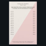 Kundenspezifischer PreisListen Salon Flyer<br><div class="desc">Kundenspezifischer Preishear - Volante. Personalisiere dein Produkt en Minuten. Über "weiteres personalisieren" können Schriftart,  Schriftgröße,  Position und die Farbe geändert werden. Perfekt für Fotografen; Wellness,  Masaje,  Beauty und alle anderen Serviceleistungen.</div>