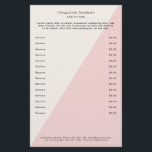 Kundenspezifischer PreisListen Salon Flyer<br><div class="desc">Kundenspezifischer Preishear - Volante. Personalisiere dein Produkt en Minuten. Über "weiteres personalisieren" können Schriftart,  Schriftgröße,  Position und die Farbe geändert werden. Perfekt für Fotografen; Wellness,  Masaje,  Beauty und alle anderen Serviceleistungen.</div>