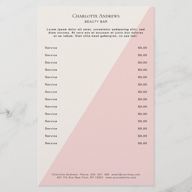 Kundenspezifischer PreisListen Salon Flyer (Anverso)