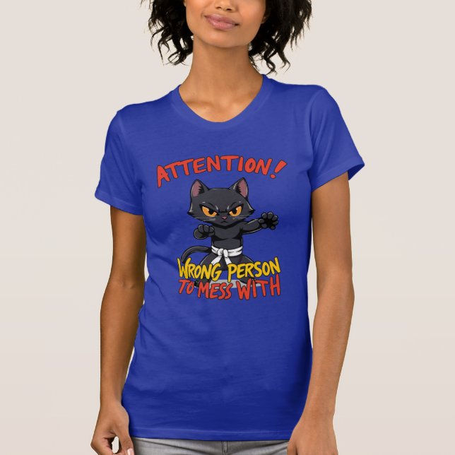 Kung Fu Black Cat Graciosa Cita Camiseta (Anverso)