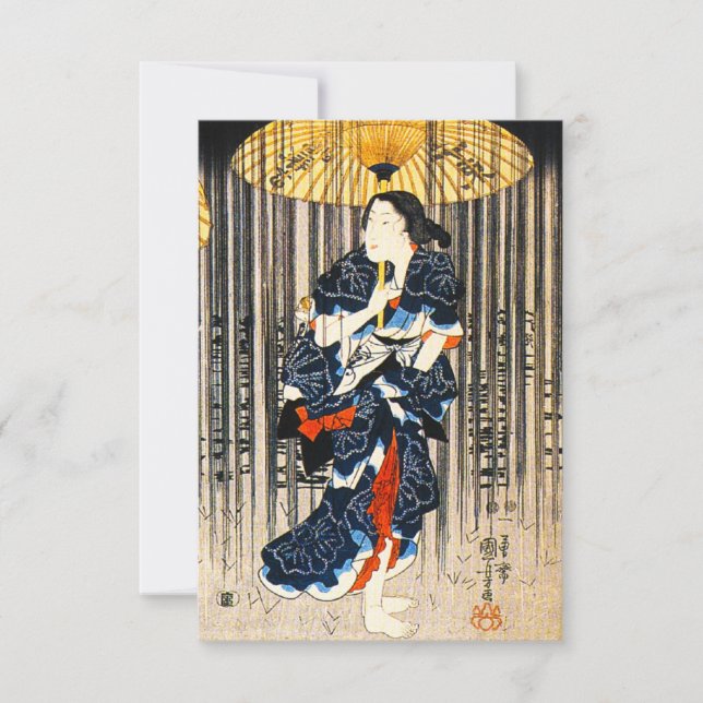 Kuniyoshi Tres Mujeres Con Invitaciones De Paragua (Anverso)