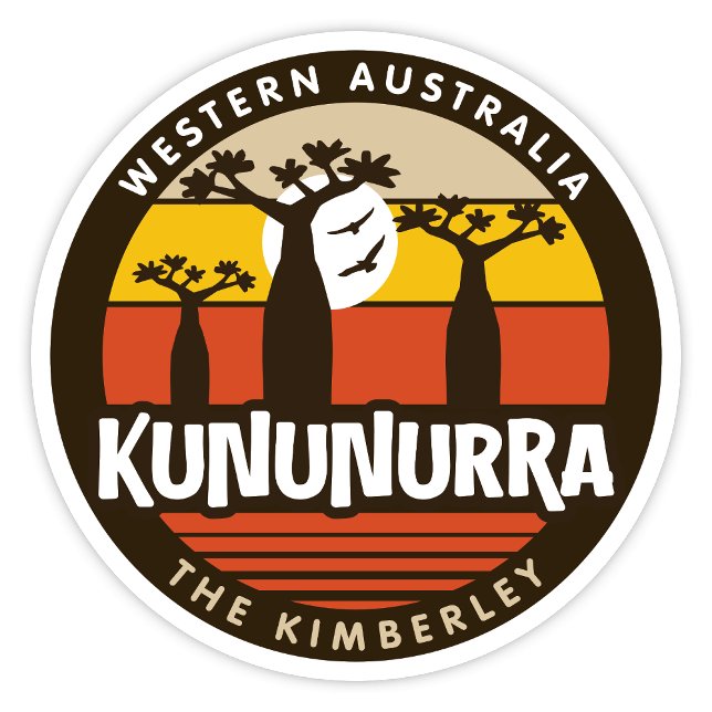 Kununurra, Pegatina de Australia Occidental (Kununurra, The Kimberley, Western Australia Retro Round Sticker)