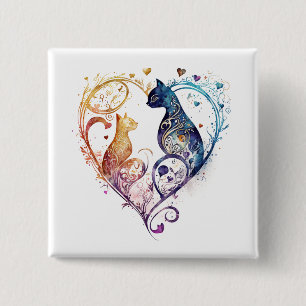 kuraudea lindo gato botón en forma de corazón