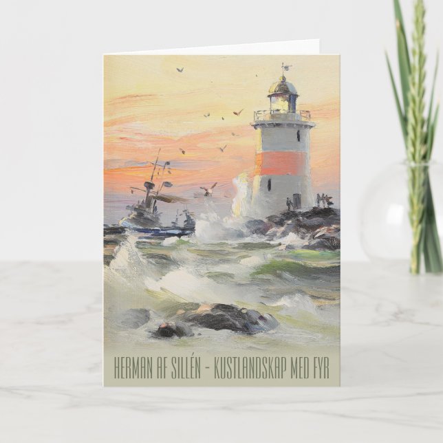 Kustlandskap med fyr (Sillén) Tarjeta de felicitac (Anverso)