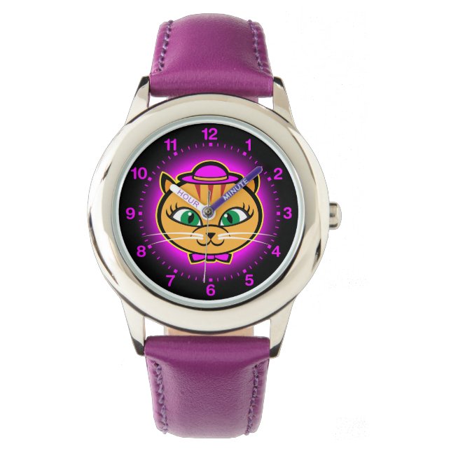 Kutey Kat, reloj de la cinta morada del niño (Anverso)
