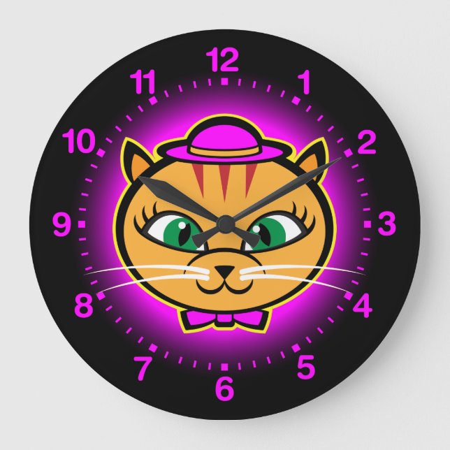 Kutey Kat, reloj de pared de cinta morada para niñ (Anverso)