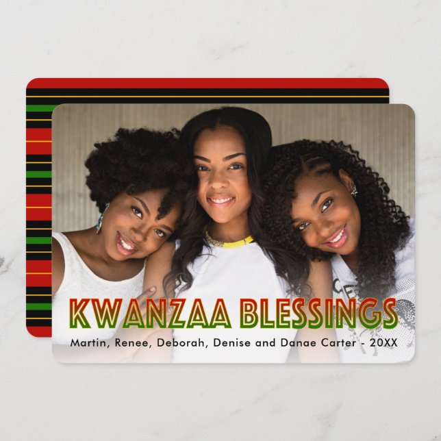 Kwanzaa Blessings | Tarjeta de vacaciones fotográf (Anverso / Reverso)