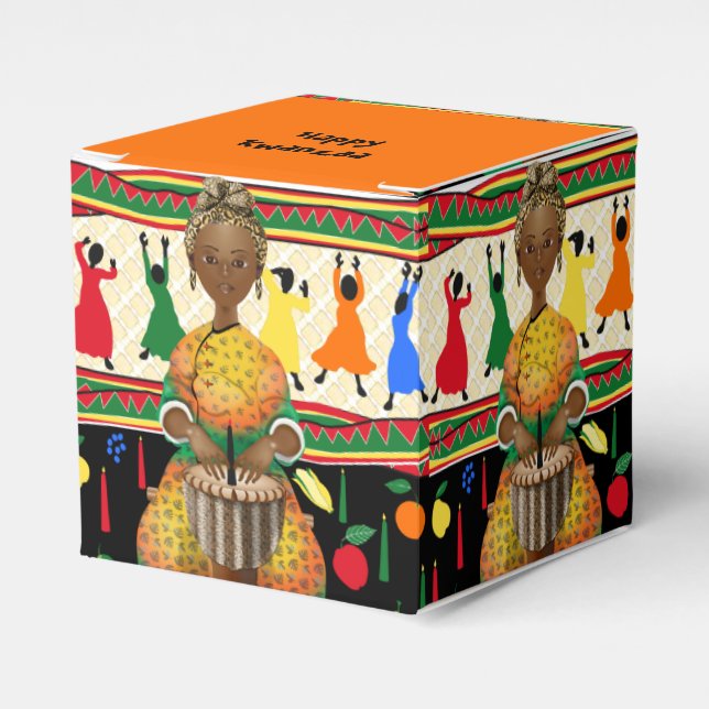 Kwanzaa Caja de favores de feriado afroamericano (Costado Anverso)