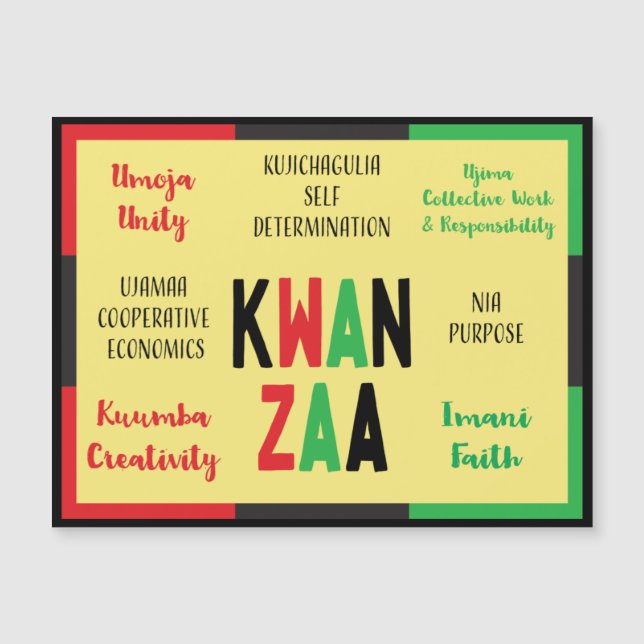 Kwanzaa moderno 7 Principios Verde Rojo Negro (Anverso)