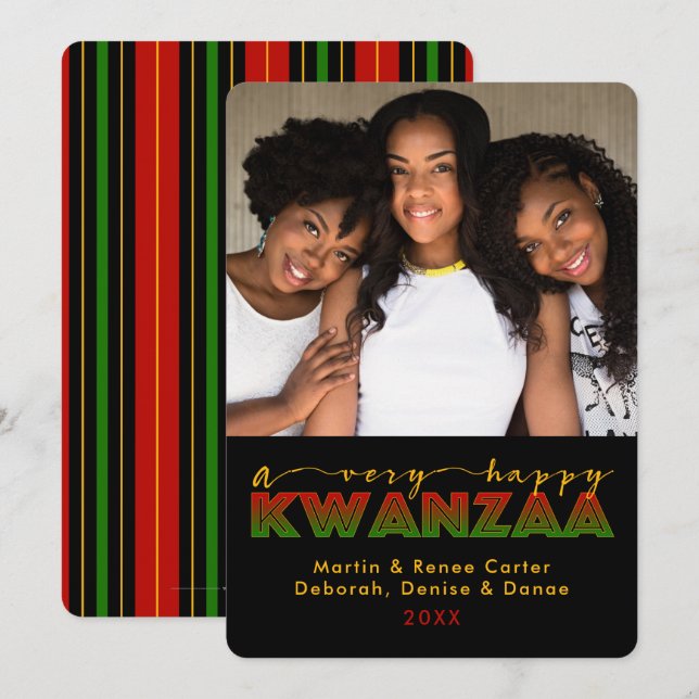 Kwanzaa | Una tarjeta fotográfica de Kwanzaa muy f (Anverso / Reverso)