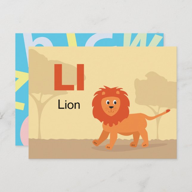 L es para León - Tarjeta Flash Alphabet (Anverso / Reverso)