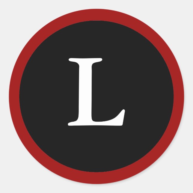 L: Letra L inicial Pegatina rojo, blanco y negro (Anverso)