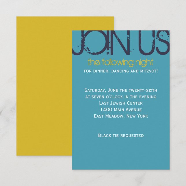 L Monograma Barra inicial Bat Tarjeta Fiesta Mitzv (Anverso / Reverso)