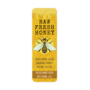 La abeja del tarro de la miel etiqueta el colmenar