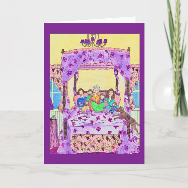 La abuela lee a los niños, tarjeta de felicitación (Anverso)