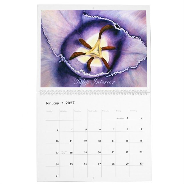 La acuarela 2011 florece el calendario (Jan 2027)