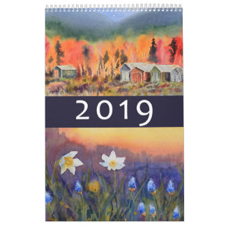 La acuarela ajardina el calendario de pared 2019