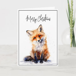 La acuarela de la tarjeta de Navidades Snowowy Fox