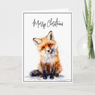 La acuarela de la tarjeta de Navidades Snowowy Fox