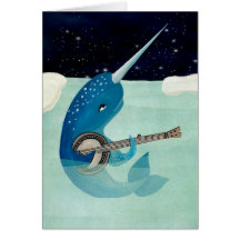 La acuarela de Narwhal - Narwhal juega la tarjeta