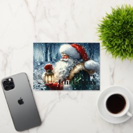 La acuarela de Santa Claus en un bosque de nieve e