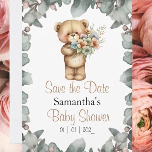 La acuarela del oso de peluche blanca la postal de (Celebrate your little one with a "Beary Cute" teddy bear baby shower!)