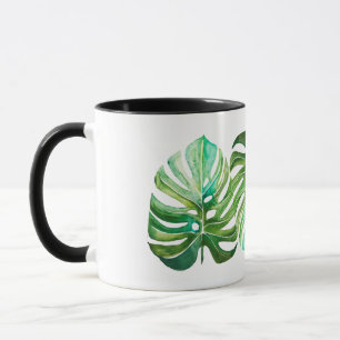 La acuarela del trío de Monstera sale de la taza