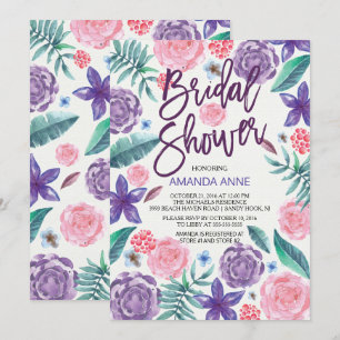 La acuarela elegante florece la invitación nupcial