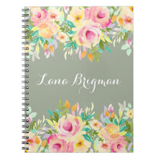 La acuarela personalizada florece el cuaderno del