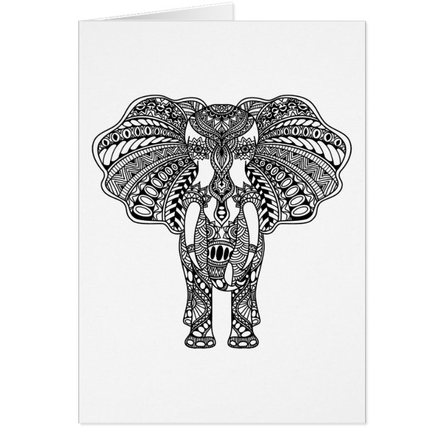 La alheña Mehndi adornó el elefante indio (Frente)