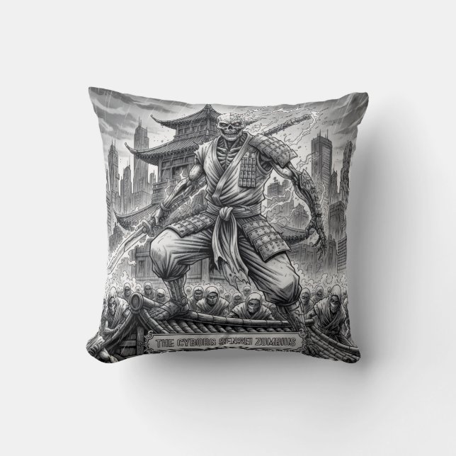 La Almohada de Tirar Samurái Cibernético No Muerto (Anverso)