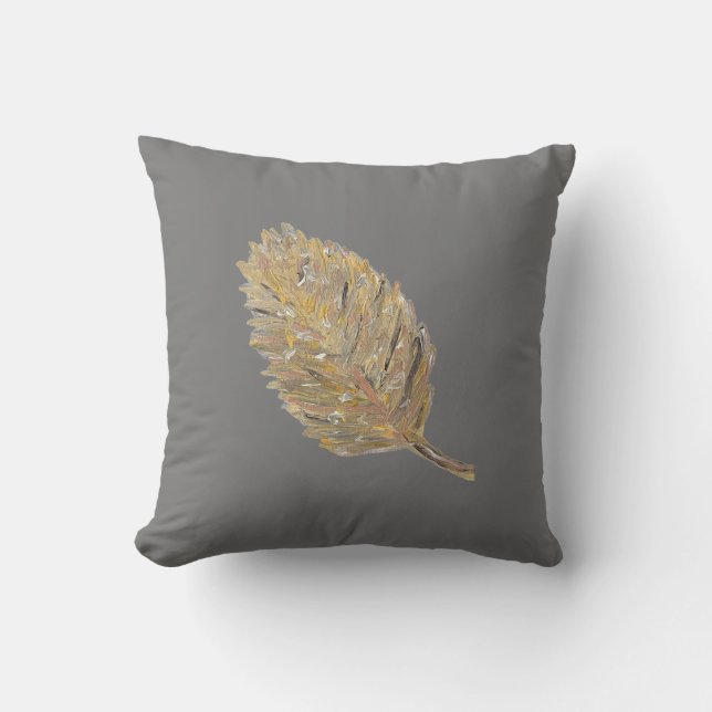 La almohada dorada de la hoja -1 en gris oscuro (Anverso)