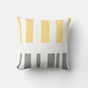 la almohada elegante moderna raya amarillo y gris