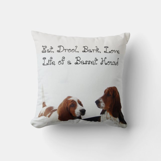 La almohada linda de Basset Hound "come, Drool, (Anverso)