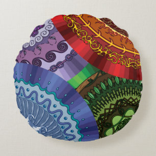 La Almohada Redonda de Mandalas de los Elementos
