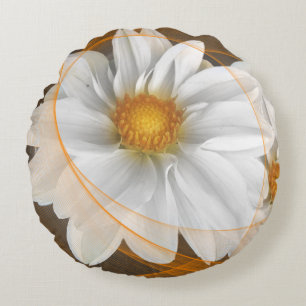 La almohada redonda florece el naranja negro