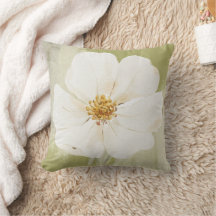 La Almohada Verde Musgo y Flor de Campo Blanca