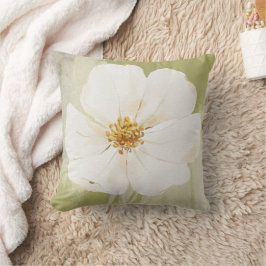 La Almohada Verde Musgo y Flor de Campo Blanca