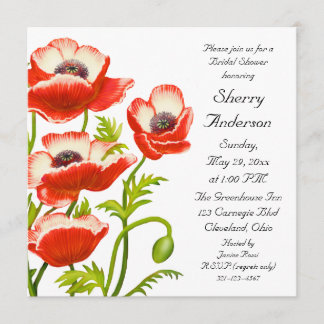 La amapola roja de Picotee florece la invitación