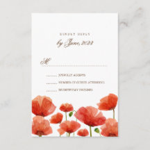 La amapola roja elegante florece casando RSVP