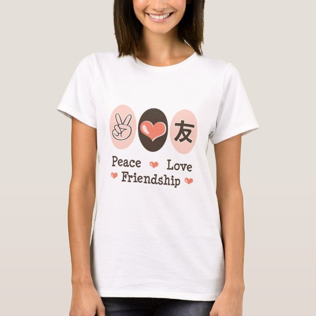 La amistad del amor de la paz embroma la camiseta (Anverso)