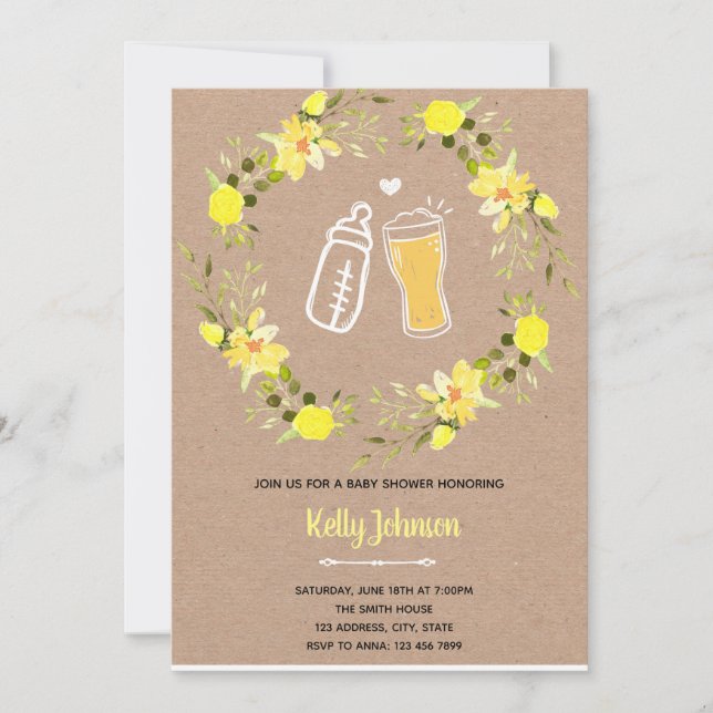 La amor está preparándose invitación para el baby  (Anverso)