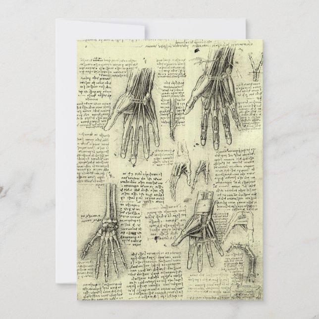 La anatomía de la mano humana de Leonardo da Vinci (Anverso)