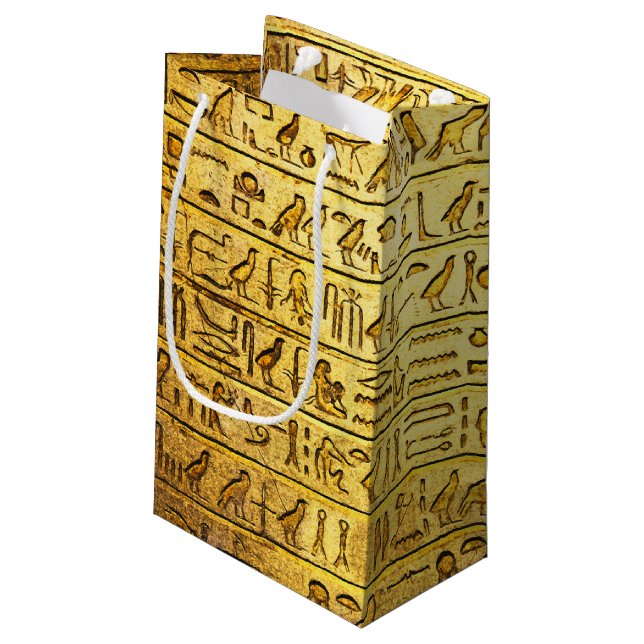 La antigua bolsa egipcia de regalo amarilla (Angulo reverso)