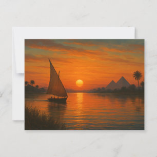 La antigua postal egipcia Nile Felucca Sunset
